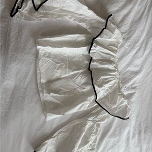 Zara White Off-Shoulder Ruffle Top with Black Trim